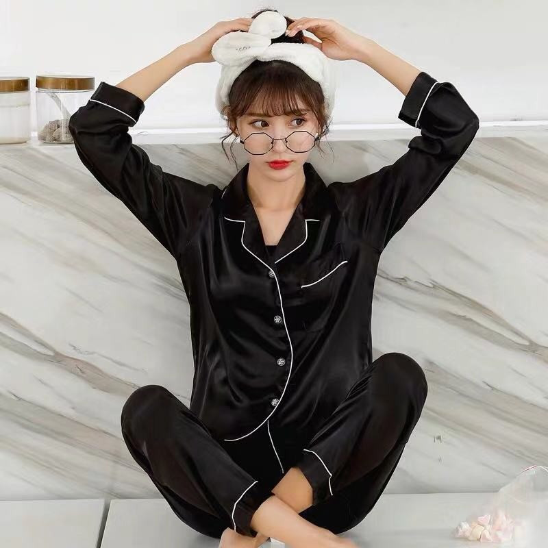 OVERSIZE 3XL 4XL 5XL Sieviešu guļamveļa, satīna 2 gab., krekls un bikses, pidžamas komplekts, ciets naktsveļa, zīdaini intīma apakšveļa, ikdienas apģērbs mājās