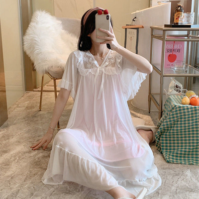 Hálóingek Női Csipke Princess Klasszikus Nyaralóház Puha Vékony Nyári Lányos Temperamentum Alkalmi V-nyakú Fiatalok Elterjedt Ins Chic