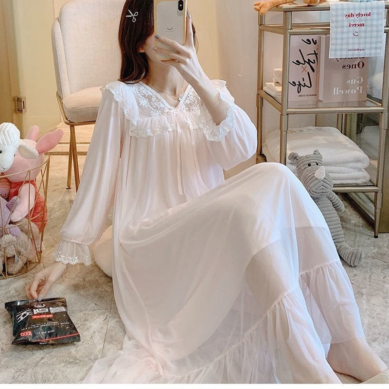 Hálóingek Női Csipke Princess Klasszikus Nyaralóház Puha Vékony Nyári Lányos Temperamentum Alkalmi V-nyakú Fiatalok Elterjedt Ins Chic