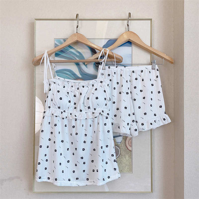 Pidžamu komplekti Sieviešu skolnieču modes ērts guļamveļa šiks elpojošs katru dienu Lovely Femme Summer Print omulīgs vienkāršs korejiešu