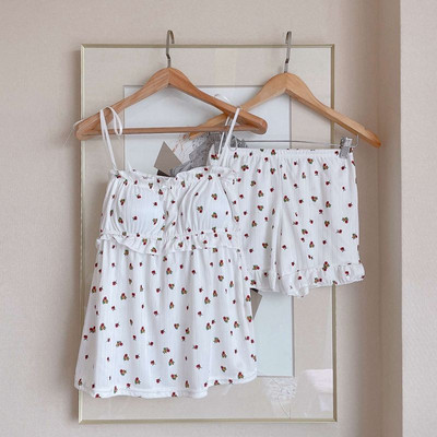 Pidžamu komplekti Sieviešu skolnieču modes ērts guļamveļa šiks elpojošs katru dienu Lovely Femme Summer Print omulīgs vienkāršs korejiešu