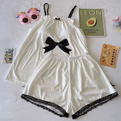 Pidžamu komplekti Sieviešu skolnieču modes ērts guļamveļa šiks elpojošs katru dienu Lovely Femme Summer Print omulīgs vienkāršs korejiešu