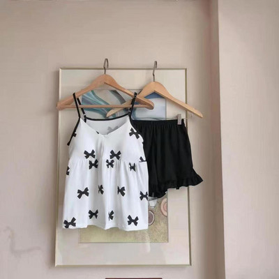 Pidžamu komplekti Sieviešu skolnieču modes ērts guļamveļa šiks elpojošs katru dienu Lovely Femme Summer Print omulīgs vienkāršs korejiešu