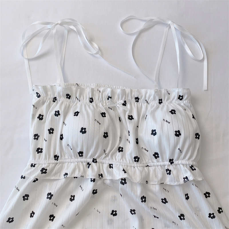 Pidžamu komplekti Sieviešu skolnieču modes ērts guļamveļa šiks elpojošs katru dienu Lovely Femme Summer Print omulīgs vienkāršs korejiešu