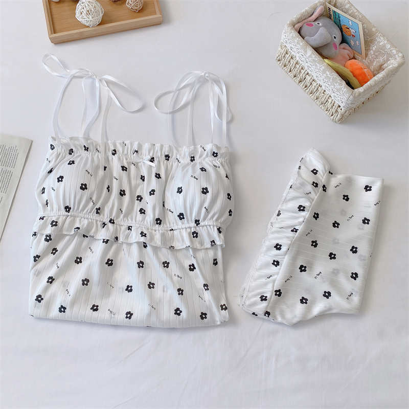 Pidžamu komplekti Sieviešu skolnieču modes ērts guļamveļa šiks elpojošs katru dienu Lovely Femme Summer Print omulīgs vienkāršs korejiešu