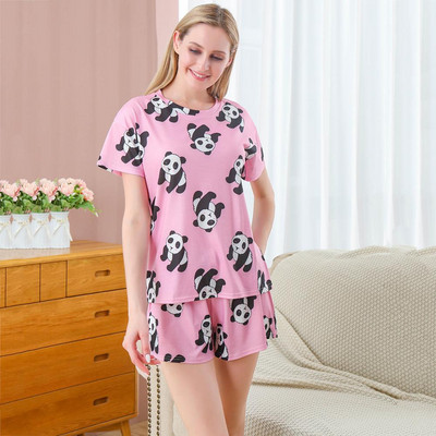 Női hálóruha Aranyos rajzfilmmintás rövid szett pizsama nőknek pizsama szett Édes rövid ujjú pólók és rövidnadrágok nyári pizsama