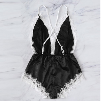 Hot Top Fashion Jauns stils Sexy Apakšveļa Suspenders Eļļas gaišs audums viengabala apģērbs Sieviešu pidžama Seksīga mežģīņu mājas kleita