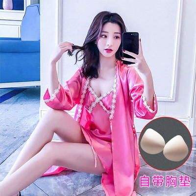 Ρόμπες Σετ Ανοιξιάτικα Ελεύθερη Μακρυμάνικη Δαντέλα Γυναικεία Σέξι Υψηλής Ποιότητας Μπουρνούζια Νυχτικό Πυζόνια Ρόμπες Κομψά