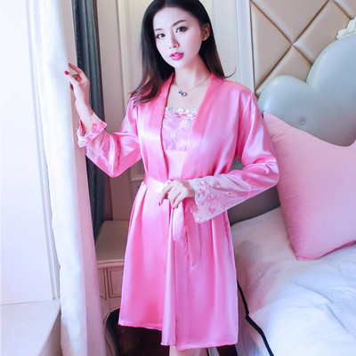 Ρόμπες Σετ Ανοιξιάτικα Ελεύθερη Μακρυμάνικη Δαντέλα Γυναικεία Σέξι Υψηλής Ποιότητας Μπουρνούζια Νυχτικό Πυζόνια Ρόμπες Κομψά