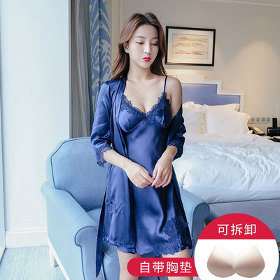 Ρόμπες Σετ Ανοιξιάτικα Ελεύθερη Μακρυμάνικη Δαντέλα Γυναικεία Σέξι Υψηλής Ποιότητας Μπουρνούζια Νυχτικό Πυζόνια Ρόμπες Κομψά