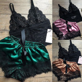 1 komplekt Pitsist magamisriided naistele Seksikas Pjs Naiste pesu Topid Lühikesed püksid Komplektid Babydoll Pidžaamad Ööriided S/M/L/XL/2XL/3XL Uus värv