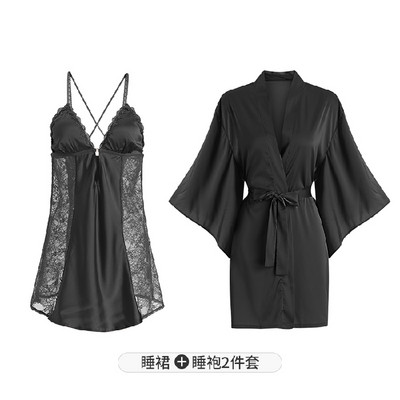 Νέα Sleepwear Γυναικεία Σετ σέξι ρόμπα νυχτερινό φόρεμα μέσα από εξώπλατη δαντέλα δαντέλα πιτζάμες νυχτικό σετ εσωρούχων Sleep tops Καλοκαίρι