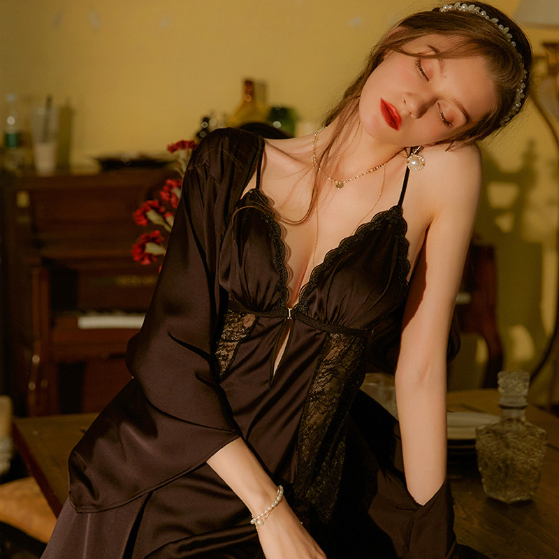 Νέα Sleepwear Γυναικεία Σετ σέξι ρόμπα νυχτερινό φόρεμα μέσα από εξώπλατη δαντέλα δαντέλα πιτζάμες νυχτικό σετ εσωρούχων Sleep tops Καλοκαίρι