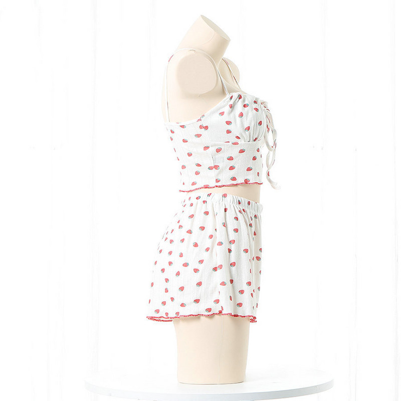 2db Női pizsama Szexi V-nyakú Camisole felső alkalmi rövidnadrág Virágos otthoni ruhák öltöny pamut pizsama női nappaliruha pizsama szettek