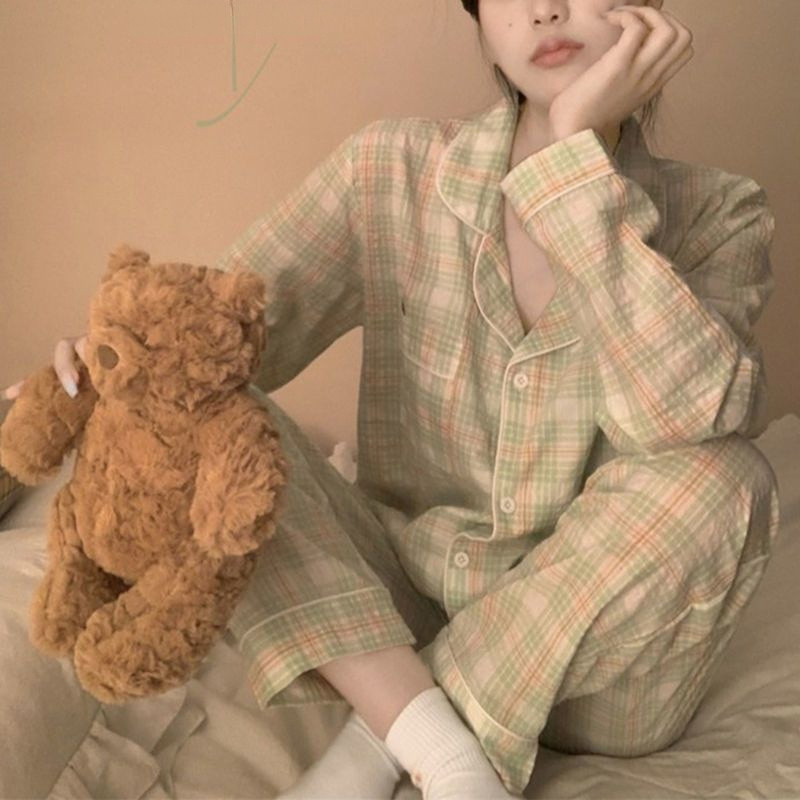 Naiste pidžaamakomplektid lillelised üliõpilasdisainer Kawaii elegantne igapäevane mugav kevadine retro Korea stiilis vabaaja pahkluuni ulatuv tütarlaps