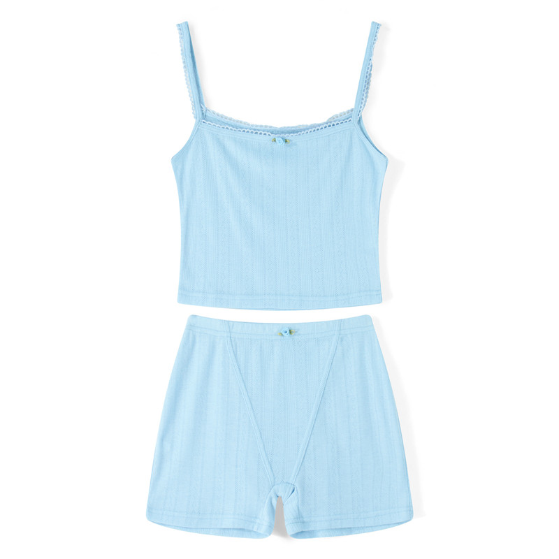 Xingqing y2k pidžaamakomplektid 2000. aastate esteetilised naiste spagetid, varrukateta kärbitud top+ kõrge vöökohaga lühikesed püksid, kootud riided, koduriided