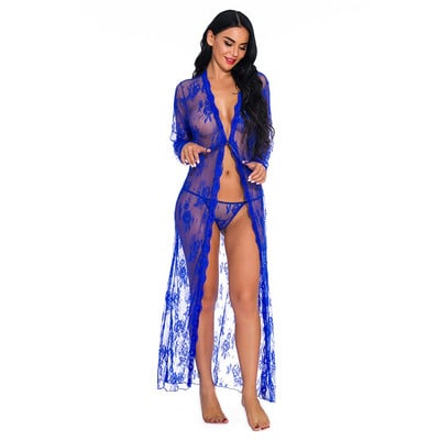 Hálóruha hosszú ujjú női hálóruha átlátszó csipke hálóing női nagy méretű doboz csomagolás erotikus köntös szexi fehérnemű