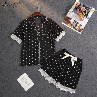 Sieviešu pidžamas meitenēm Mājas uzvalks pidžamas Satin Femme Sweetheart atpūtas komplekts Polka Dot Pijamas Mujer naktskrekls naktskrekls