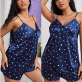 Pidžamas Divdaļīgs Cami&Šorti Apdruka Moon&Strar Pour Femme Mājas Apģērbi Satīna Miega komplekts Vasaras naktskrekls Guļambikses atpūtas apģērbs