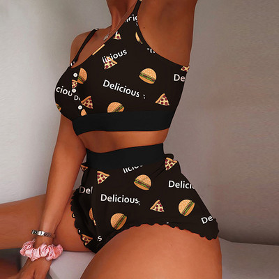 Suvine naiste 2-osaline Kawaii maasikaprinteriga sats Cami pidžaamakomplekt Femme Cute Crop topp ja lühikesed püksid, mis sobivad naiste magamisriided