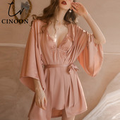 CINOON éjszakai alvás ruha Női fehérnemű Csipke hát nélküli V-nyakú szexi hálóing szatén hálóing Női hálóruha Alkalmi otthoni ruha