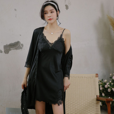 Seksikas satiinist siidist öökleit hommikumantli öösärgi komplektid 2020 suvine kimono pesu Ööriided magamisriided naiste öökleit, rüü ülikond