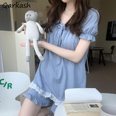 Pizsama szettek Női japán stílus Aranyos nyári stílusos női hálóruha Patchwork Ulzzang kauzális csipke elegáns dizájn lányok ruházat