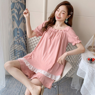 Pizsama szettek Női japán stílus Aranyos nyári stílusos női hálóruha Patchwork Ulzzang kauzális csipke elegáns dizájn lányok ruházat