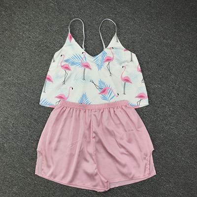 Cartoon Cat Print Pidžaamakomplektid Mustrid Naiste pidžaamarihm Varrukateta seksikas magamisriiete komplekt Naiste suveõhtute kodu ülikond