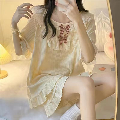 Ziedu pidžamu komplekti Sieviešu Vasaras Ins Mežģīņu Dizains Mode Korejiešu Stila guļamveļa Ikdienišķs Brīvs College Girls Kawaii Vispārīgs šiks