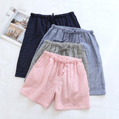 Noua primăvară, vară, pantaloni scurți cu buline, pantaloni subțiri de pijama din tifon de bumbac, îmbrăcăminte de somn pentru bărbați, femei, pantaloni de noapte
