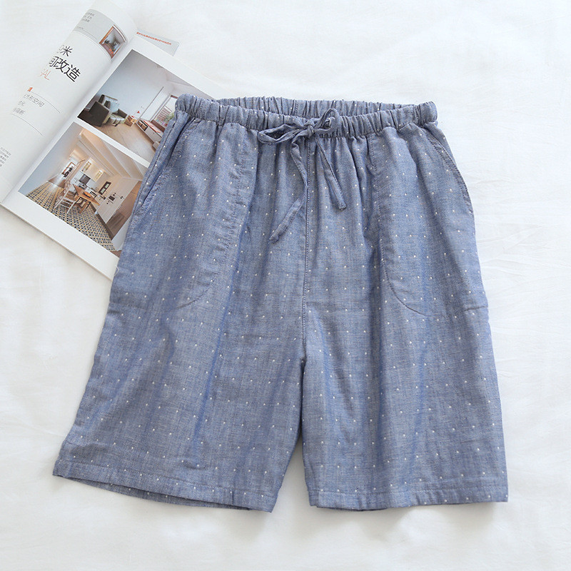 Noua primăvară, vară, pantaloni scurți cu buline, pantaloni subțiri de pijama din tifon de bumbac, îmbrăcăminte de somn pentru bărbați, femei, pantaloni de noapte