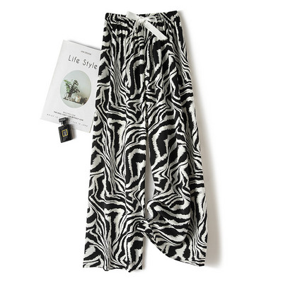 Jégselyem tavaszi nyár női virágos nadrág széles szárú pizsama nadrág bő elasztikus deréknadrág otthoni nadrág Női aranyos alsó