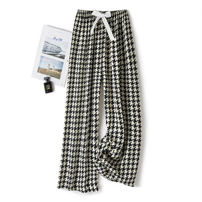 Jégselyem tavaszi nyár női virágos nadrág széles szárú pizsama nadrág bő elasztikus deréknadrág otthoni nadrág Női aranyos alsó