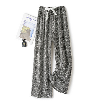 Jégselyem tavaszi nyár női virágos nadrág széles szárú pizsama nadrág bő elasztikus deréknadrág otthoni nadrág Női aranyos alsó