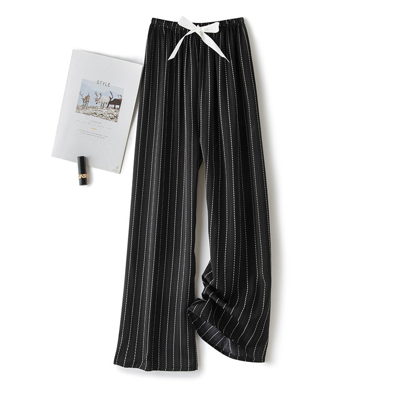 Jégselyem tavaszi nyár női virágos nadrág széles szárú pizsama nadrág bő elasztikus deréknadrág otthoni nadrág Női aranyos alsó