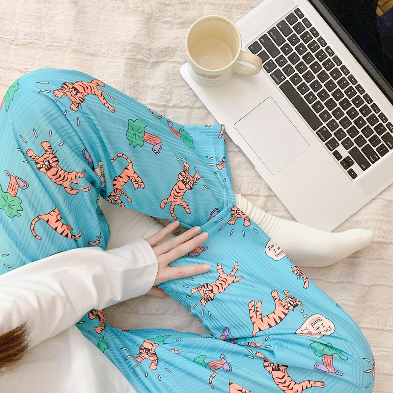 Karikatūra Druka Pidžamas Bikses Ikdienišķas Mājas Apģērbs Sievietēm Meitenes Jauki Atpūtas Apakšpuses Bikses Brīvas Guļambikses Lielizmēra Pjs