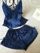 Suvine uus spagetirihm Seksikas naiste pidžaama naiste mustadeta Deep V pidžaamakomplekt