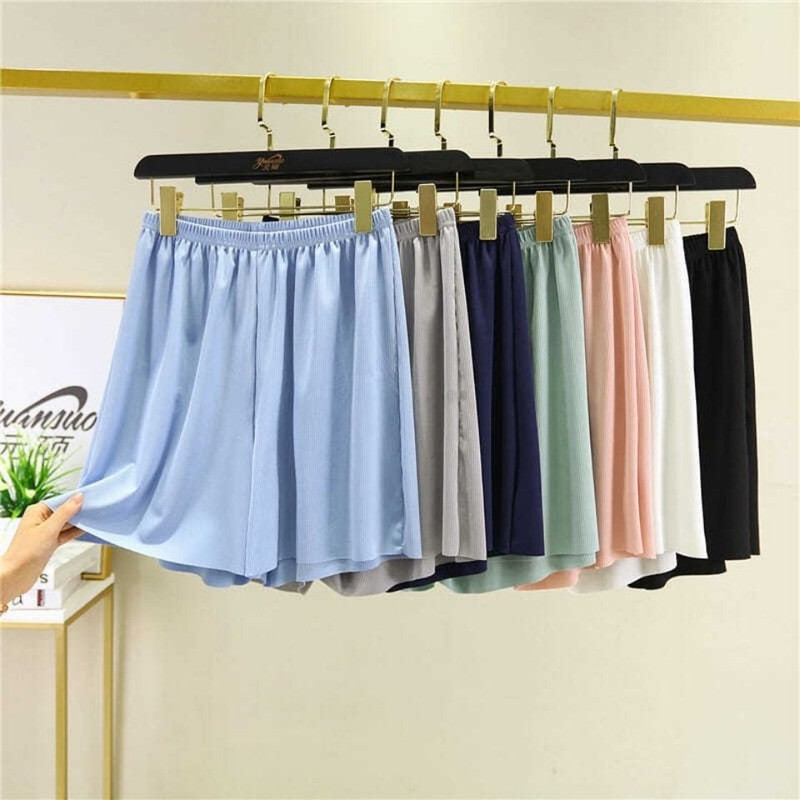 Női pizsama éjszakai rövidnadrág Otthoni ruhák Hálóruhák Nadrágok Bő nadrágkosztümök Alvás nyáron Fehér divat, széles alsó Női