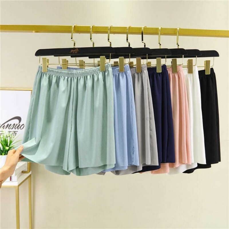 Női pizsama éjszakai rövidnadrág Otthoni ruhák Hálóruhák Nadrágok Bő nadrágkosztümök Alvás nyáron Fehér divat, széles alsó Női