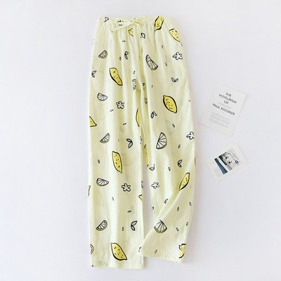 Japán 100% pamut pizsama nadrág Női nyári pamut géz Otthoni nadrág Elasztikus derékalsó alsó alsó vékony laza alkalmi nadrág