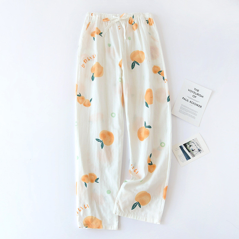 Japán 100% pamut pizsama nadrág Női nyári pamut géz Otthoni nadrág Elasztikus derékalsó alsó alsó vékony laza alkalmi nadrág