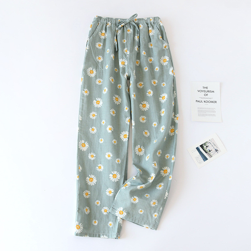 Japán 100% pamut pizsama nadrág Női nyári pamut géz Otthoni nadrág Elasztikus derékalsó alsó alsó vékony laza alkalmi nadrág