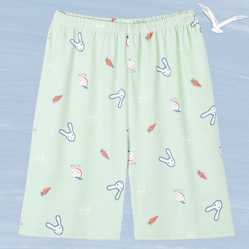 Sieviešu guļambikses ar apdruku Populāras 3XL brīvas, stilīgas Kawaii korejiešu stila ceļgaliem garas guļamveļas Sieviešu elegantas, saldas pidžamas bikses