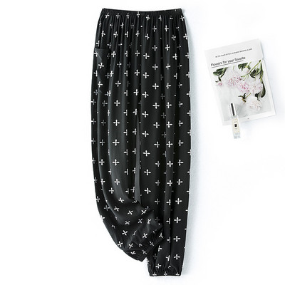 Női pamut szatén pizsama nadrágok 2022 nyár Hálóruha Nadrág Alsó Hálóruha Női Bő elasztikus derék Virágos nadrág Háziruha