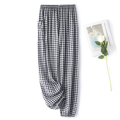 Női pamut szatén pizsama nadrágok 2022 nyár Hálóruha Nadrág Alsó Hálóruha Női Bő elasztikus derék Virágos nadrág Háziruha