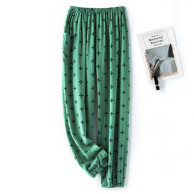 Női pamut szatén pizsama nadrágok 2022 nyár Hálóruha Nadrág Alsó Hálóruha Női Bő elasztikus derék Virágos nadrág Háziruha