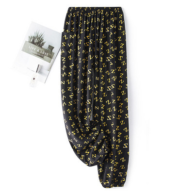 Női pamut szatén pizsama nadrágok 2022 nyár Hálóruha Nadrág Alsó Hálóruha Női Bő elasztikus derék Virágos nadrág Háziruha