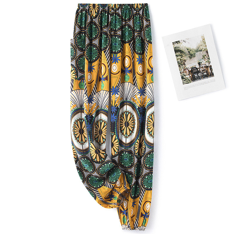 Női pamut szatén pizsama nadrágok 2022 nyár Hálóruha Nadrág Alsó Hálóruha Női Bő elasztikus derék Virágos nadrág Háziruha