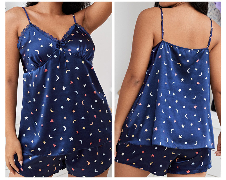 5xl Molett Hát nélküli Sling Szexi hálóruha felsők rövidnadrággal, kétrészes szett pizsama női divatos rövidnadrág selyem otthoni viselet pizsama